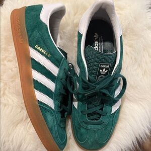 Adidas Gazelle Indoor, Green Suede Sneakers